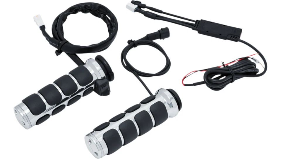 NUEVAS EMPUÑADURAS ISO KURYAKYN 6470 - térmicas - empuñaduras electrónicas - negras/plateadas - Harley Foto 1 de 3