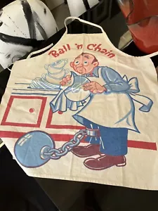 Delantal de tela pesada con cadena Ball N de los años 50 Mellor cocina barbacoa papás kitsch ceja baja - Imagen 1 de 6