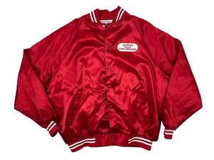 Vintage Clinton Lilly Fire Brigade Satin Jacket Red Wear Guard Vtg Large L - Picture 1 of 7