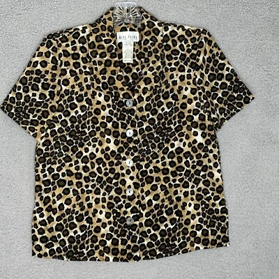 Blusa Miss Dorby Estampado Leopardo Talla 10 Años 90 Botón Delantero Hombro Almohadillas Boho Foto 1 de 4