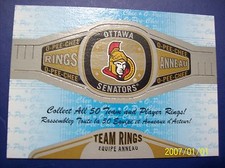 2013-14 O-Pee-Chee "Rings" # R-20 Ottawa Senators (Team) Ring!