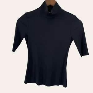 Lanston Black Rib Fitted Turtleneck Shirt Half Sleeve Size XS - Imagen 1 de 4
