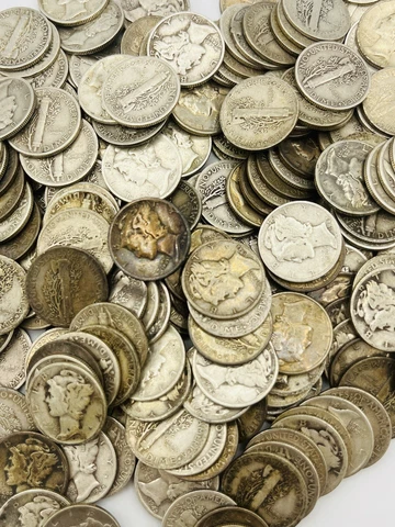 [Lot of 10] 1916-1945 Mercury Dime 90.0% Silver Cover