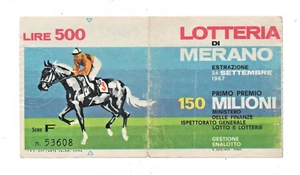 BIGLIETTO LOTTERIA VINTAGE LOTTERIA DI MERANO ENALOTTO LIRE 500 ANNO 1967 - Imagen 1 de 2