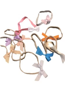 Lot of 9 Girl's Toddler Bow Ties Mixed Colors Elastic Pullover/ Easter/ Formal - Picture 1 of 9