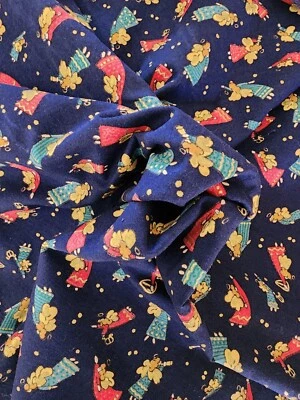 Holiday Christmas Red Blue Angels On Navy Blue Field Cotton Print Material - 74" - Image 1 of 4