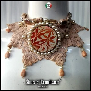 gioielli bigiotteria collana donna collarino macramè choker girocollo perle oro - Picture 1 of 24