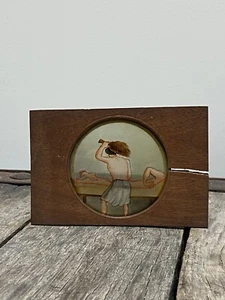 1800’s Antique Reverse On Glass Painting Hinterglasmalerei Russian Bath Humorous - Picture 1 of 3