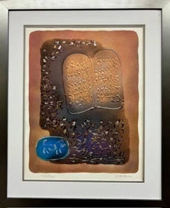 Joseph Farhi "Die zehn Gebote" signiert limitierte Auflage gerahmte Kunst Judaica - Bild 1 von 4