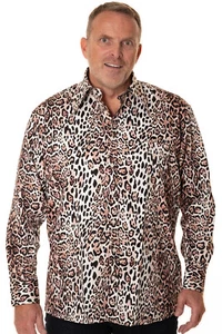 Camicia manica lunga uomo Comycom anni 70 fantasia leopardata in comfort fit - Foto 1 di 5