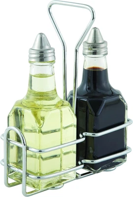 G-104S, 5.4'' X 2.6'' Oil and Vinegar Cruet Set with Stainless Steel Chrome Plat - Image 1 of 4