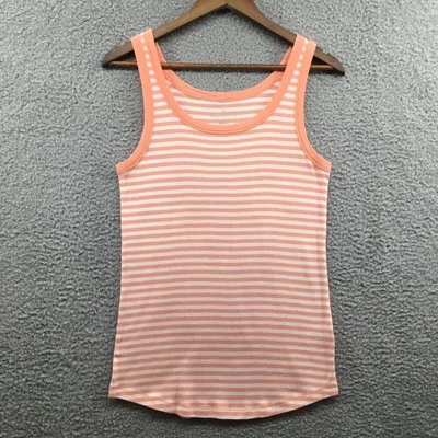 Camiseta sin mangas Caslon de algodón a rayas coral M Foto 1 de 3