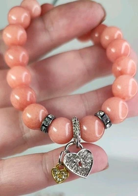 Labradorite Gemstones Metal Beads Bracelet Love Pendant  - Image 1 of 4