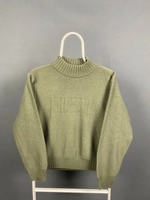 Suéter de malha feminino Diesel verde gola alta manga longa respirável pulôver - Imagem 1 de 4