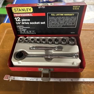 Vintage Stanley Professional 12 Piece 1/4" Drive Socket Set 87-731 Made In USA. - Picture 1 of 4