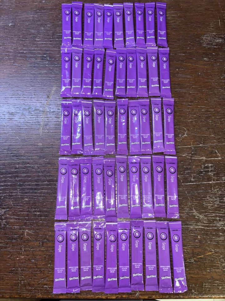 50 Packets Of Skittles grape Sugar Free Drink Mix - Image 1 of 1