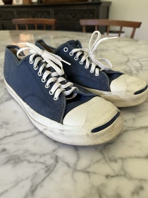 Vintage Converse Jack Purcell White Canvas Sneakers Made in USA Sz 12 - Image 1 of 4