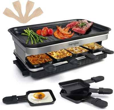 Raclette Grill für 6 8 10 Personen mit 8 Rraclette Pfannen 4 4 Holzspatel - Bild 1 von 4