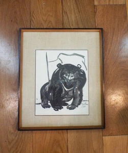 Jirayr Zorthian 1953 California Artist Signed Ink Art Vintage Bear Animal - Picture 1 of 9