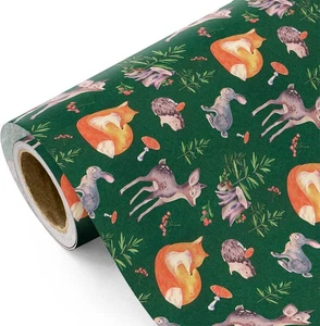 WRAPAHOLIC Kraft Woodland Christmas Wrapping Paper - Mini Roll - 17 Inch x 16.5 - Picture 1 of 7