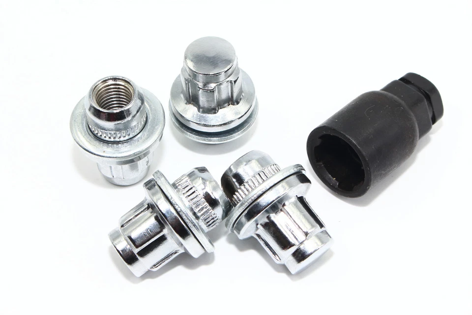 Conjunto de 4 travas de roda cromadas estilo OE 12x1.5 para Toyota Highlander RAV4 Tacoma - Imagem 1 de 4