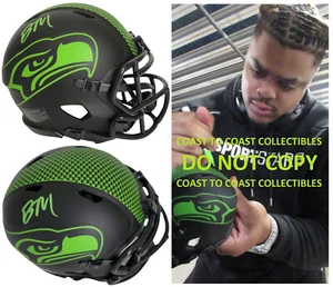 Mini casco de fútbol americano firmado por Byron Murphy Seattle Seahawks prueba certificado de autenticidad autografiado. - Imagen 1 de 4