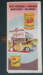1959 Atlantic Oil Gas service station West Virginia Maryland Delaware road map-- - Picture 1 of 1