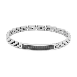 Pulsera Hombre Comete UBR 981 Acero Y PVD Negro Con Placa Y Circonio Blanco - Imagen 1 de 4