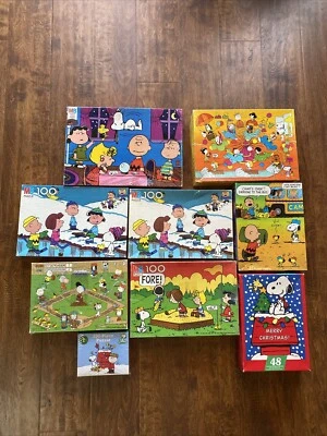 Lote De Colección De 9 Rompecabezas Peanuts Snoopy Woodstock Y Pandillas Foto 1 de 4