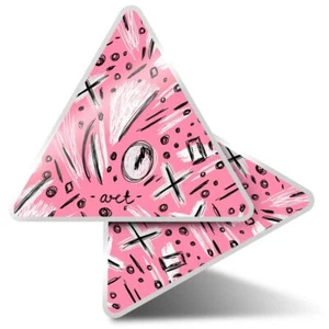 2 x Triangle Stickers 7.5cm - Modern Art Pink Doodles Scribbles #21670 - Afbeelding 1 van 9