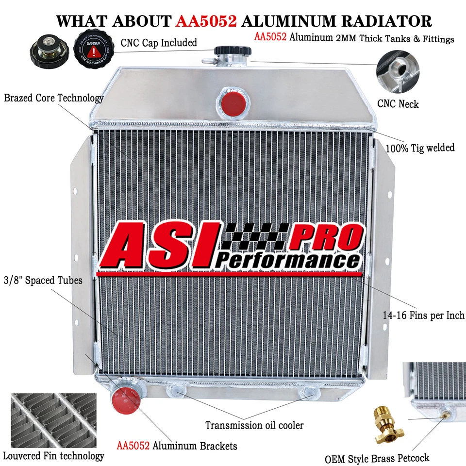 4Rows Aluminum Radiator For 1941-1949 1943 International Harvest Truck Foto 1 de 4