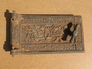 Antique cast iron door with frame for wood burning stove - Picture 1 of 7