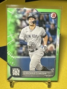 2022 Bowman Giancarlo Stanton #61 Neon Green Paper Parallel 003/399 - Yankees - Picture 1 of 3