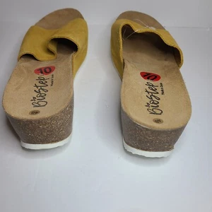 Bio Step Women's Leather Suede Wedge Sandals Size 10 yellow Open Toe Slip On - Picture 1 of 5