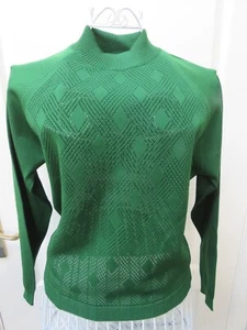 Josam Vintage Pointelle Ladies Turtle Neck Knit 38" Chest Green Mod Scooter 70s - Picture 1 of 4
