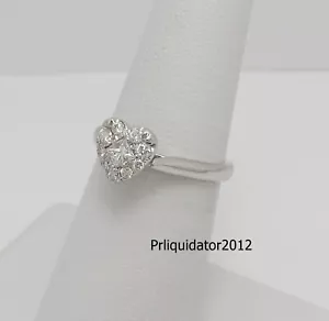 1/2CT Natural Diamond Heart Halo Engagement Wedding Bridal Ring 10K White Gold - Picture 1 of 15