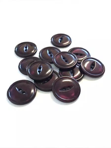 24 Buttons Pearlized Dark Purple Fish Eye Plastic 2-Hole Sew Sewing 23 mm #BL39 - Picture 1 of 5