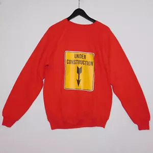 Sudadera De Colección Años 80 1985 EN CONSTRUCCIÓN Embarazada Dama Hanes Cuello Redondo L - Imagen 1 de 7