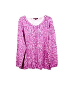 Pretty Jessica London Sweater 2X Pink Flower Floral Cotton Cardigan Top 18/20 - Picture 1 of 5