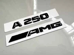 SCHWARZ GLANZ A250 AMG BADGE PASST FÜR MERCEDES BENZ KOFFERRAUM HINTEN NEUE SCHRIFT - Bild 1 von 1