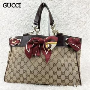 GUCCI Positano GG Canvas Tote Bag with Scarf Luxury Monogram Design USED - Picture 1 of 10