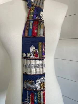 Corbata de cuello de seda estilo RM Doctor II Ralph Marlin estantería de ciencias médicas para hombre Foto 1 de 4