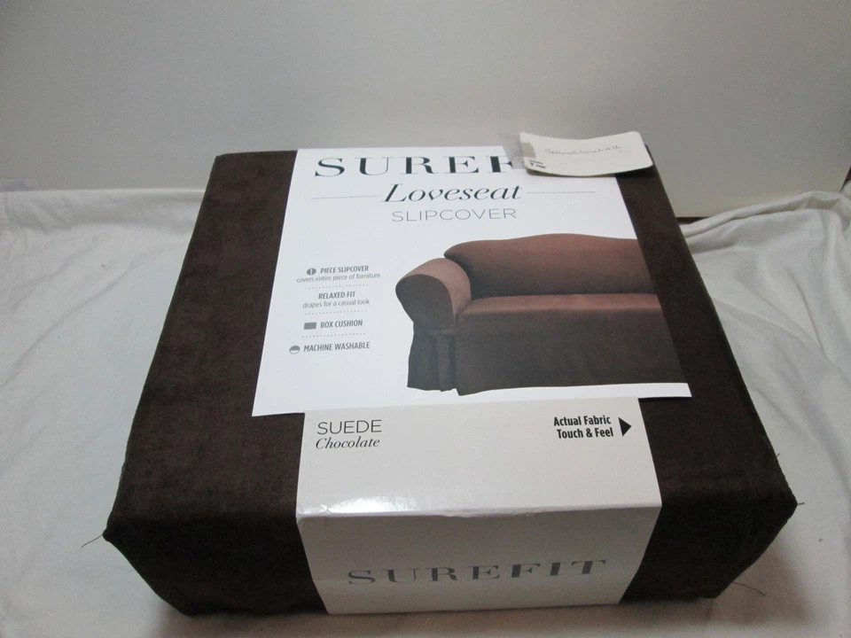 Soft Suede Loveseat Slipcover Chocolate - Sure Fit