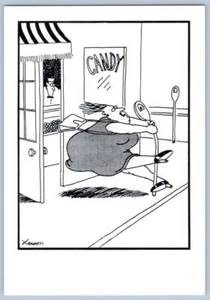 1982 FAT WOMAN CANDY STORE PARKING METER GARY LARSEN FAR SIDE VINTAGE POSTCARD - Picture 1 of 2