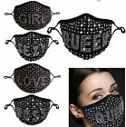 Rhinestone Bling Crystal Queen Face Mask Sparkly Reusable Adjustable