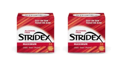 Stridex Medicated Acne Pads, Maximum, 55 Ct Facial Cleansing Wipes - 2 pack - Image 1 of 4