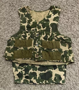 Vintage Duxbak Size Med? Duck Camo Vest Hunting Canvas Fishing 1980’s Pockets - Picture 1 of 18