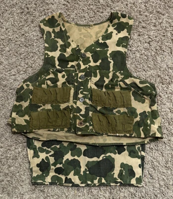 Vintage Duxbak Size Med? Duck Camo Vest Hunting Canvas Fishing 1980’s Pockets - Image 1 of 4