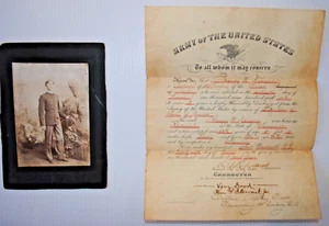 Antique 1904 WWI US Army Original Honerable Discharge Certificate & Photo - Picture 1 of 6
