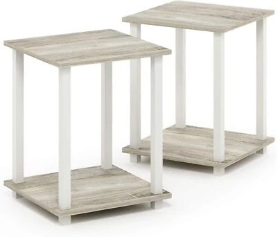 	Simplistic Set of 2 End Table for Small Spaces Home Decor Sonoma Oak/White	 - Image 1 of 4